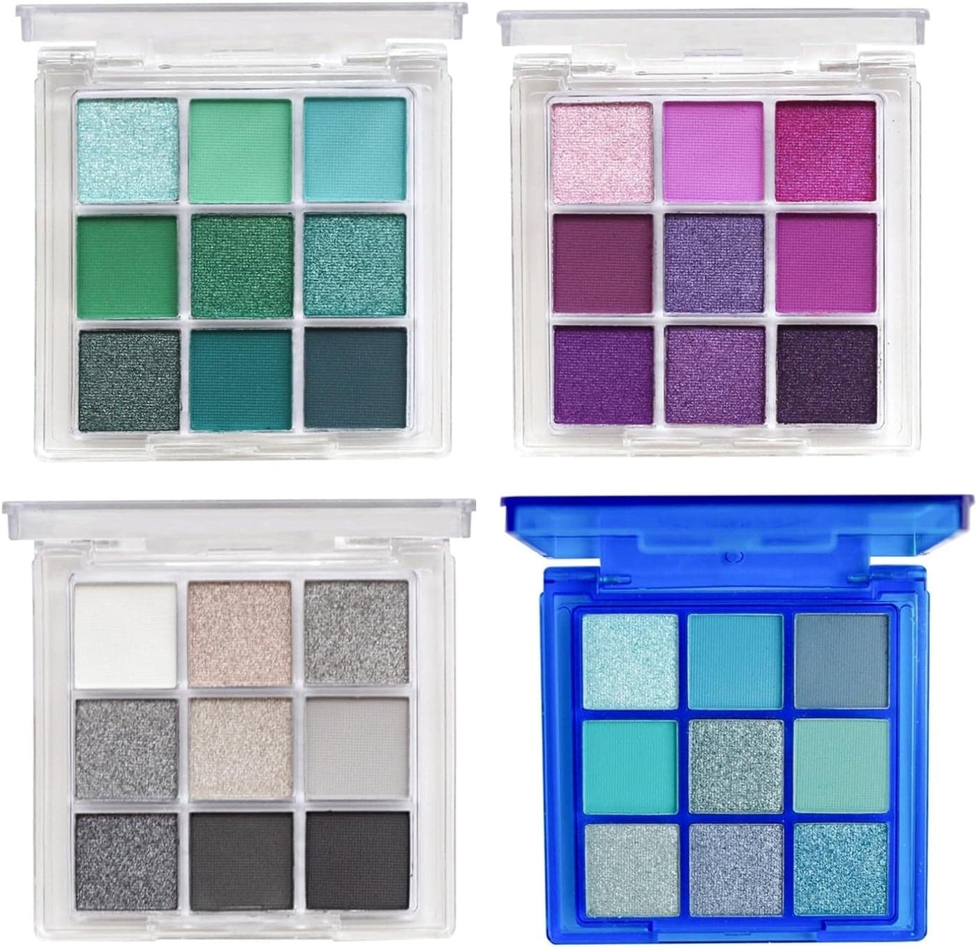 URQT 4 Pack/Set Eyeshadow Palette Set - Rich Colors Eye Makeup Kit, Black, Blue, Green, Purple Eyeshadow Shades, Natural Nude Matte Shimmer Glitter Naked Eye Shadow Pallete Set