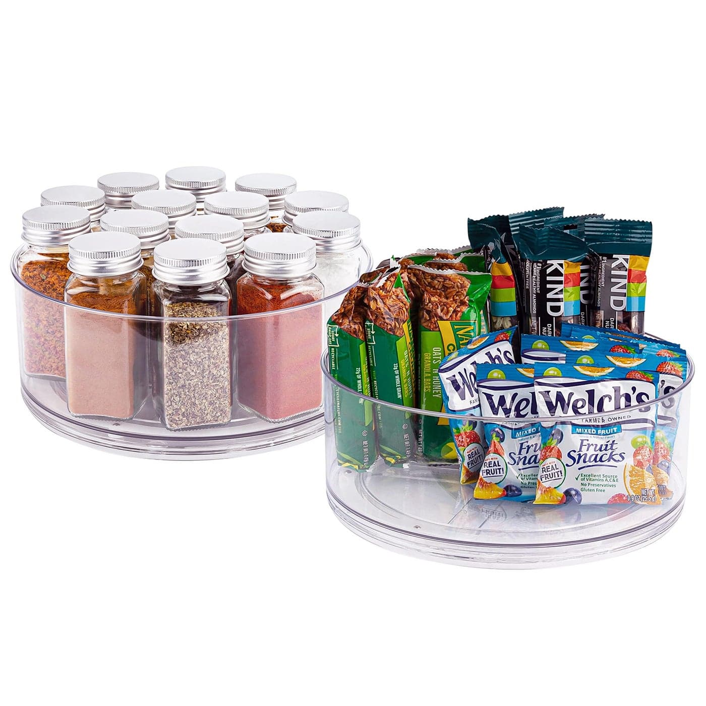 Oizeir Lazy Susan Turntable 2Pack Clear Acrylic Rotates 360 Degrees Easily Organize Your Fridge Cabinet or Counter Carousel Storage for Food Spices Cosmetics