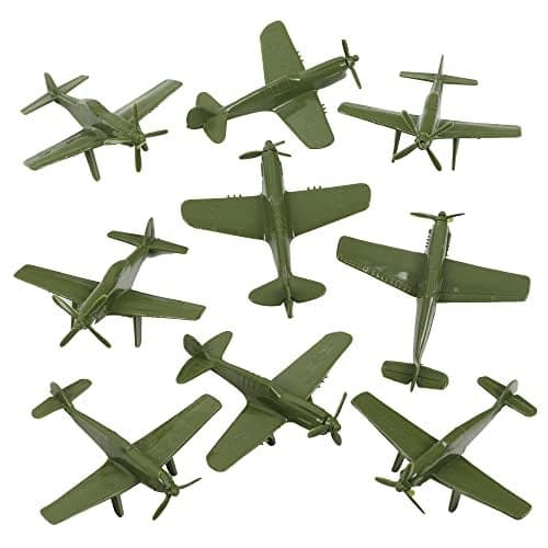 TimMee WW2 Fighter Ace Planes OD Green 9pc Plastic Army Men Airplanes USA Made