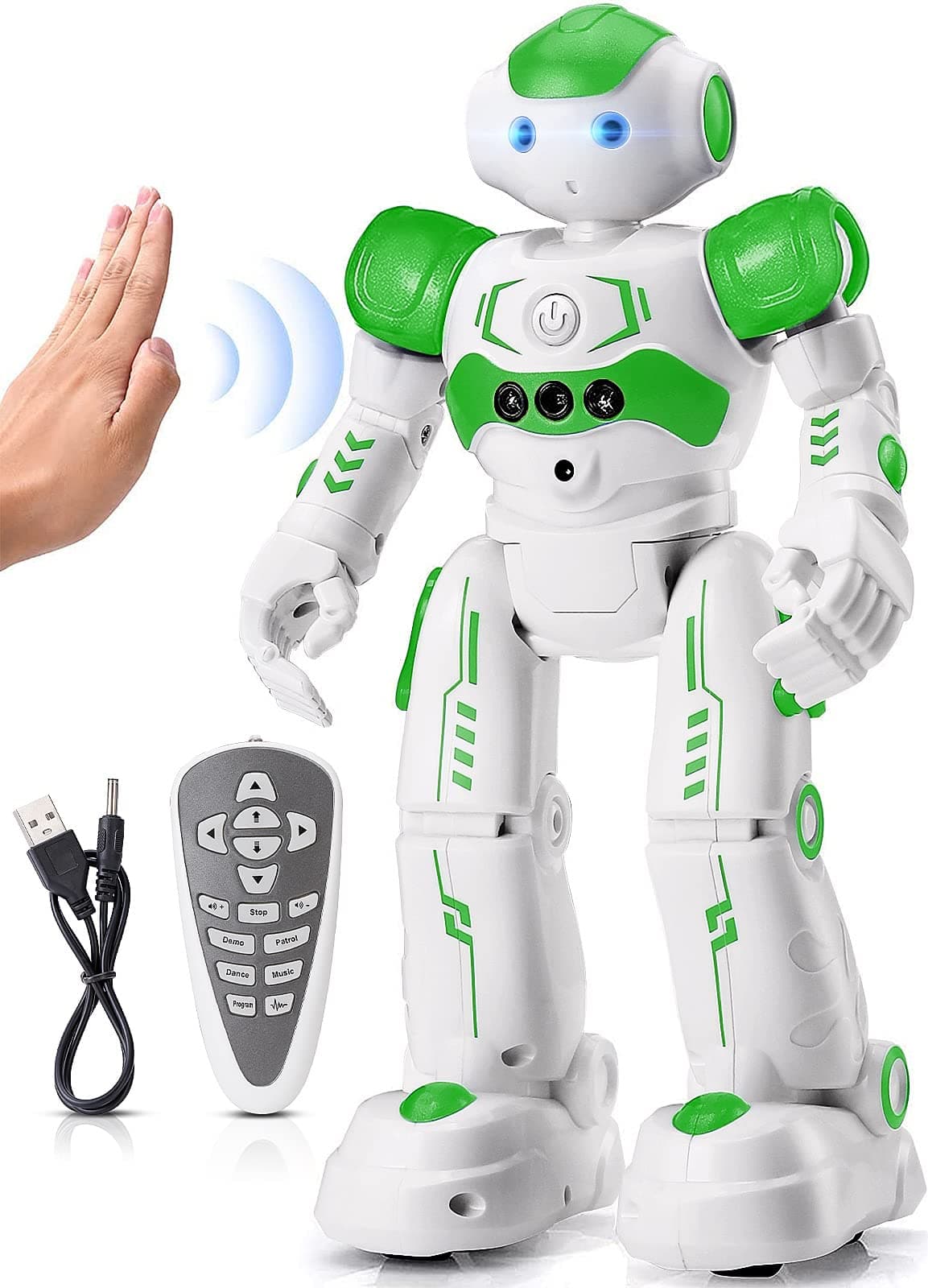 KingsDragon RC Robot Toys for Kids, Gesture & Sensing Remote Control Robot for Age 4 5 6 7 8 Year Old Boys Girls Birthday Present (Green)