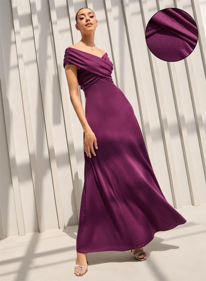 Off-Shoulder Satin Dress