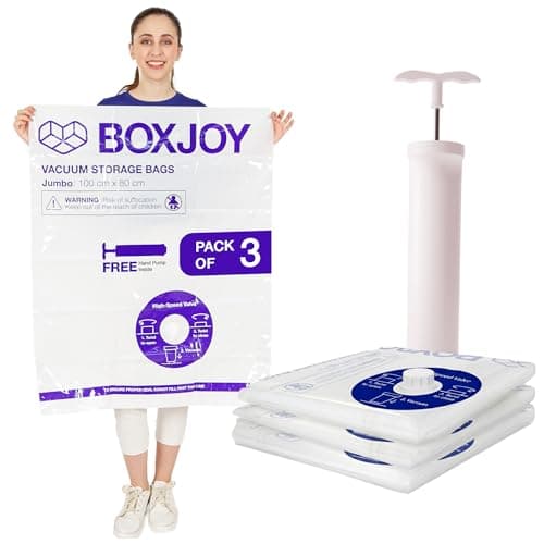 BOXJOY ๐๐๐๐ ๐๐
๐ ๐๐๐๐๐ (80x100cm) Transparent Vacuum Storage Bags for Packing Clothes Blanket Pillows Cloth Space Saver Suction Vaccine Air Compression Bag with Travel Vaccum Hand Pump