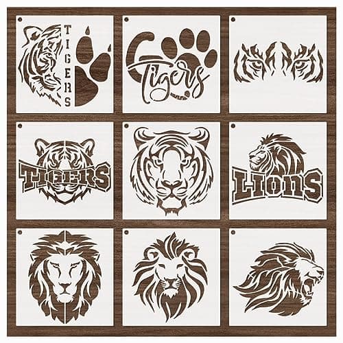 yhslmh Lion Tiger Stencils for Painting on Wood Reusable Animal Spray Paint Stencil for Kids Crafts Canvas Furniture Wall Drawing Card Making Pattern Decorative Lion Tiger