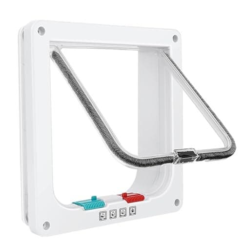 Thin Cat Door for Windows, Pet Doors and Sliding Door, Safety Pet Door with 4 Way Lock, Weatherproof Cat Flap for Thin Door and Wall(Medium, 7.7 * 7.5 * 0.78in)
