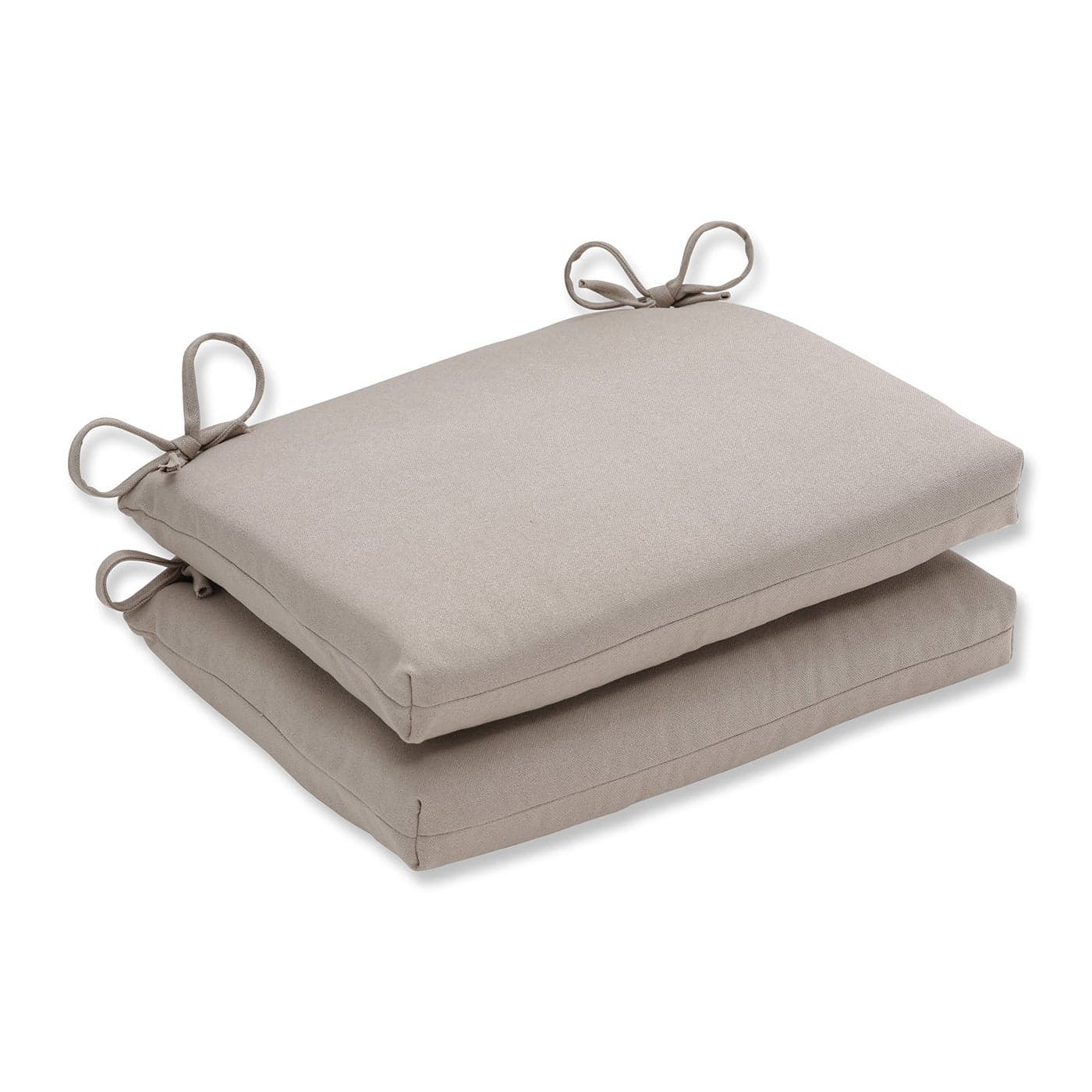Pillow Perfect Pompeii Solid IndoorOutdoor Patio Seat Cushions Plush Fiber Fill Weather and Fade Resistant Square Corner 16 x 185 Beige 2 Count