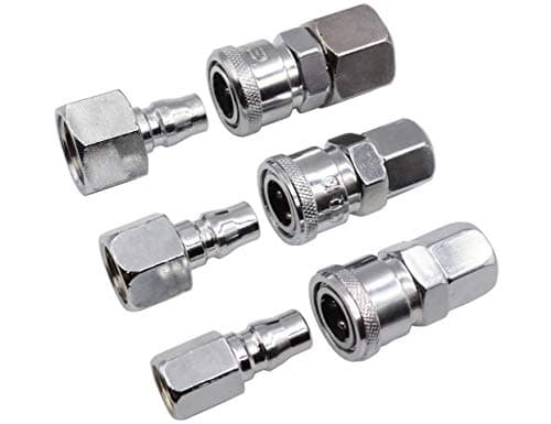 LBY Air Coupler and Plug Kit, Industrial Type C Air Hose Fittings, Compressor Pneumatic Connector, SF20/30/40 + PF20/30/40 Quick-Connect Accessories Kit, Pack of 6