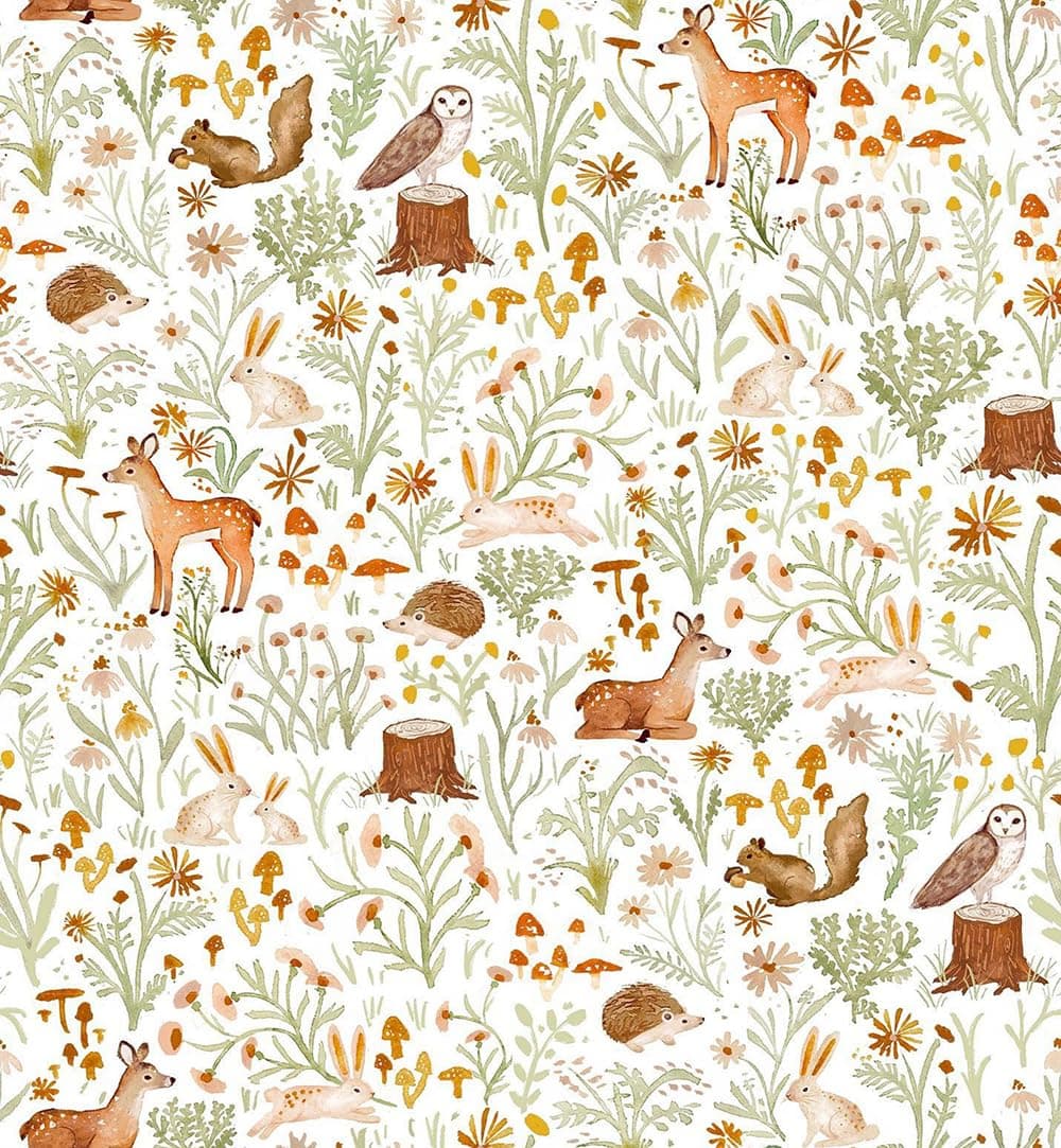 MuralPeel Squirrel Deer Mushroom Wild Forest Peel and Stick Wallpaper Self Adhesive Removable Easy Peel Off Stick on Wall Paper for Bedroom Cabinet Renter