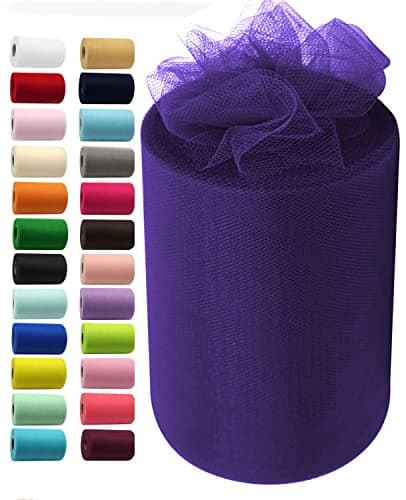 Purple Tulle Fabric Rolls 6 Inch by 100 Yards 300 feet Fabric Spool Tulle Ribbon for DIY Purple Tutu Halloween Wreath Baby Shower Birthday Party Wedding Decorations Christmas Craft Supplies