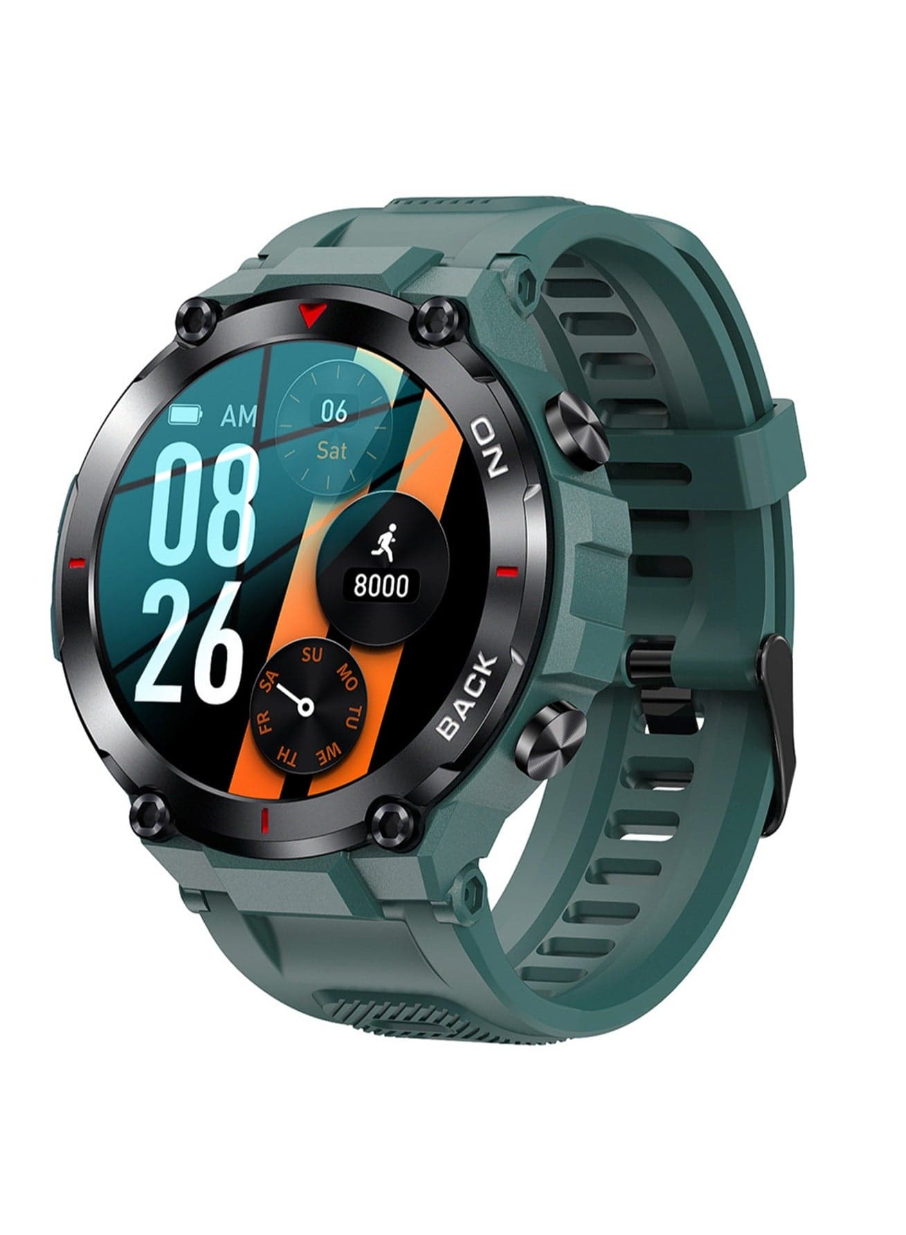 K37 Smart Watch New 1.3-inch Outdoor Triple-Proof Sports Pedometer GPS Positioning Blood Oxygen Heart Rate Sleep Monitoring (Green)