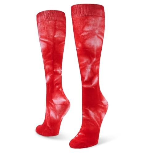 Sof Sole All Sport Over-the-Calf Team Athletic Performance Socks (2 Pair), Medium, Red Tie Dye