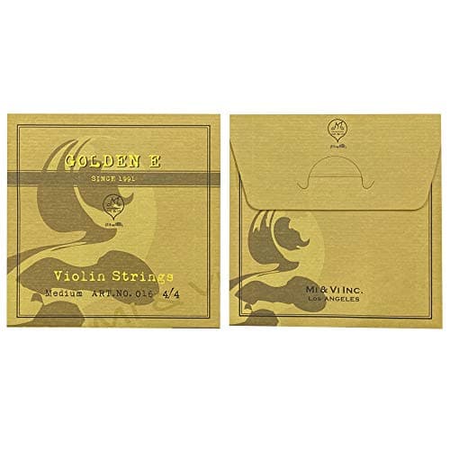 MI&VI Premium Violin E String, Golden E/Gold E String - Medium, Single E, Ball End, Super Flexible and Sensitive (Violin E 4/4)