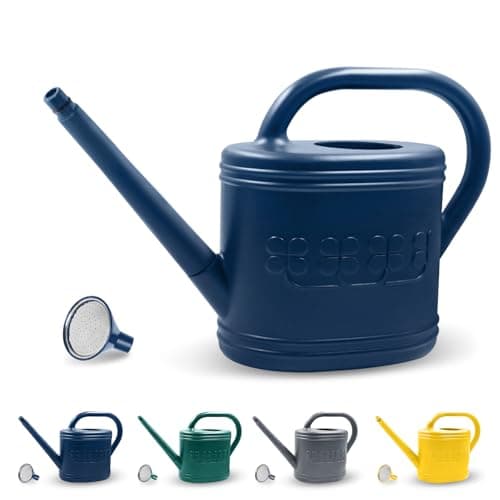Watering Can for Indoor & Outdoor Plants, Plant Watering Can with Stainless Steel Shower Head, 1 Gallon Plastic Watering Can for Garden, Flowers, Vegetable, Greenhouse (Dark Blue, 1 Gallon)