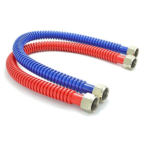 Flexible Stainless Steel Corrugated Water Heater Connector,Hot and Cold Color Coded,3/4" FIP x 3/4" FIP, 18" Length (2 Pack)