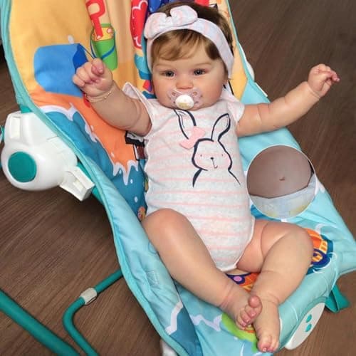 Anano Reborn Baby Dolls Realistic Girl Maddie 20 Inch Full Body Silicone Vinyl Anatomically Correct Washable Soft Baby Doll Girl That Look Real with Blonde Hair Bedtime Playmate for Kids