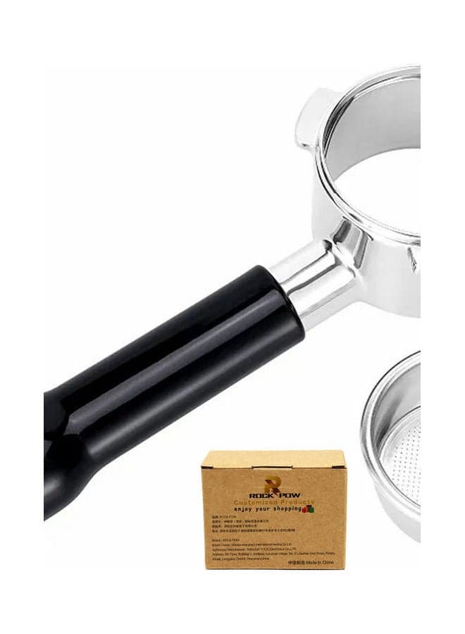 Bottomless Portafilter with Filter Basket For Delonghi Series Silver/Black 5.1cm