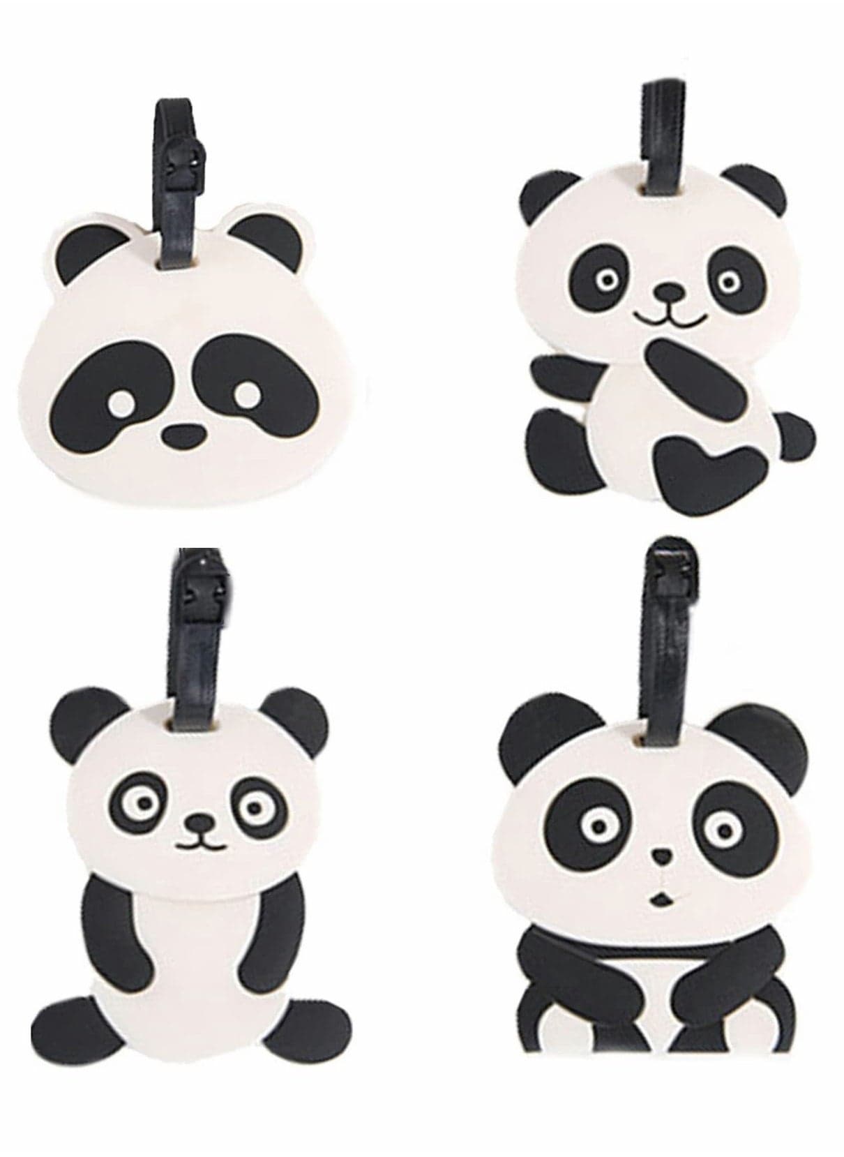 Luggage Tags, Lovely Panda Tags for Suitcases Travel Id Bag Tag Accessories, Name Address Tel Gifts Men/Women(4 Pcs)