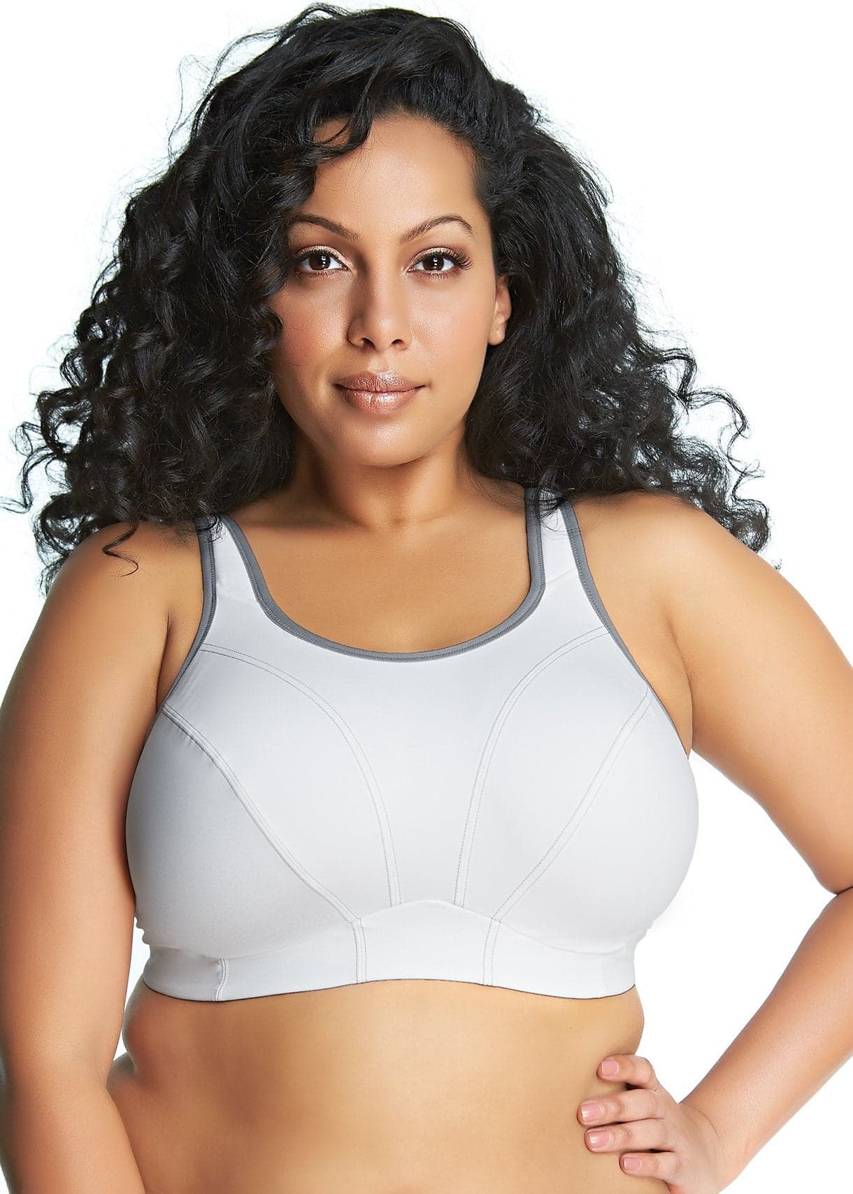 Goddess Women's Plus Size Wireless Soft Cup Sports Bra, White, 34G