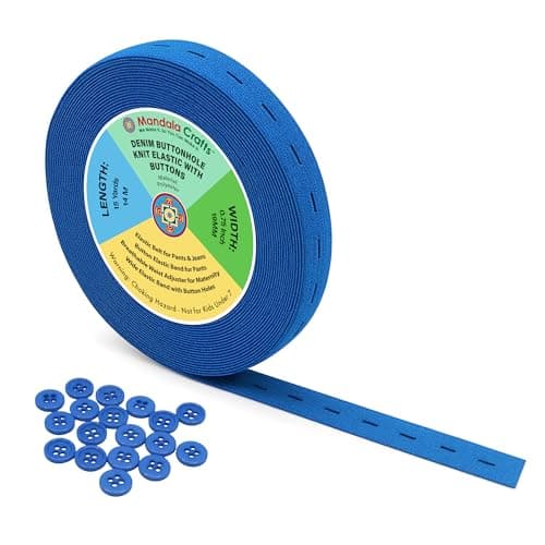 Mandala Crafts Wide 1.5 Inch Denim Elastic Bands Spool for Pants Waistbands Sewing and DIY Crafts, 50 YD Stretchy Flat Fabric Strap Knit Elastic Band for Wig
