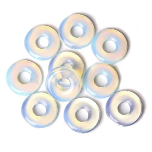 10PCS 18mm Natural Opal Stone Beads Rondelle Stone with Large Hole Loose Semi Gemstone Beads for Jewelry Making Good Luck Coin Wealth Pendant