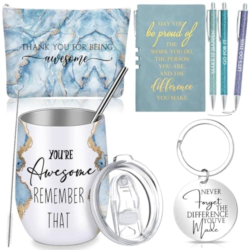 Domensi 7 Pcs Cna Week Gifts Bulk 2026 for Women Teacher Nurse Graduation Makeup Bag Tumbler Keychain Notebook Pen for Employee Staff CoworkerBlue