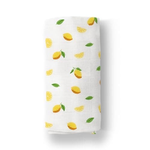MOM'S HOME Organic Cotton Baby Muslin Swaddle | 100X100 cm | 0-12 Months | Pack of 1 | Lemon