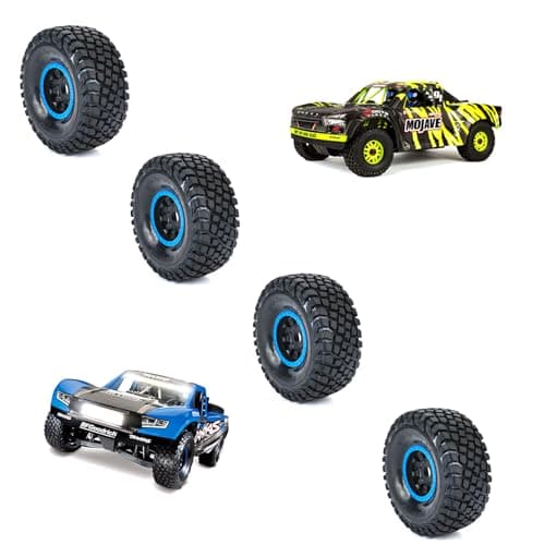 RCAWD PreGlued RC Hobby Wheel and Tires for ARRMA Mojave 6S for Traxxas UDR Unlimited Desert Racer Upgrades 17 Rubber Nylon Foam Inserts Parts ARA550065 ARA5500698474X 8474 Blue