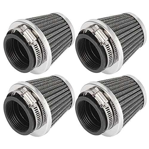 Motoforti 4pcs Universal 44mm Air Filter Cleaner Round Tapered Replacement for Motorcycle Black