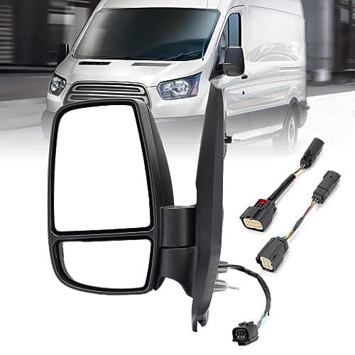 MOFOAP Driver Side Mirror,Mirror Assembly Compatible With 2015-2025 Ford Transit 150 250 350 350 HD,Transit Tow Power Glass,Towing Without Signal Light Non Heated,Black(Short Arm)