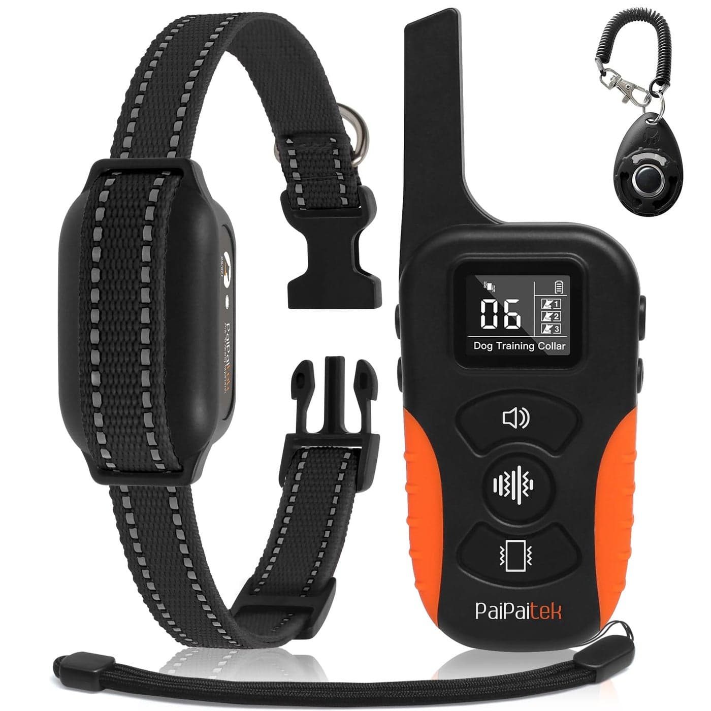 PaiPaitek No Shock Dog Training Collar with Remote 3300ft Range, Strong Vibrating Dog Collar Beep and Vibrate Only, Waterproof & Rechargeable Vibration Collar for Small Medium Large Dogs - No Prongs
