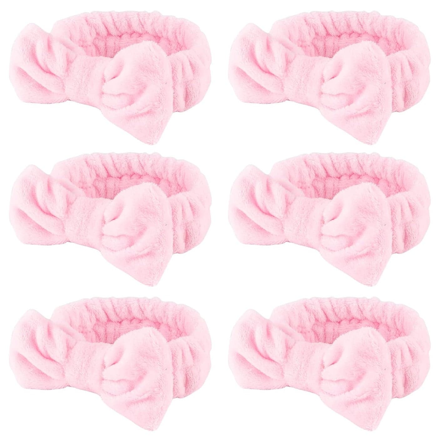WHAVEL Hairband 6 Count Pink Spa Headband for Washing Face Soft Microfiber Bow Headbands Facial Headband for Skincare Makeup Headband for Women