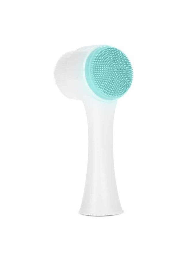 Facial Cleansing Brush, Double Sided Clean & Exfoliating & Massage Soft Bristles, Silicon Face Pore Cleanse, Blackhead, Dry or Wet Multi-Purpose(Blue)