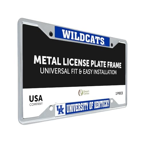 Desert Cactus University of Kentucky Wildcats UK Car Accessories Metal License Plate Frame and Tag Holder for Front or Rear of Car (Mascot)