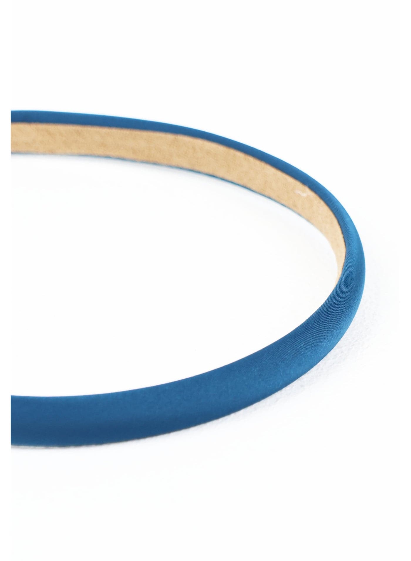 Handmade Peacock Blue Satin Thin Headband
