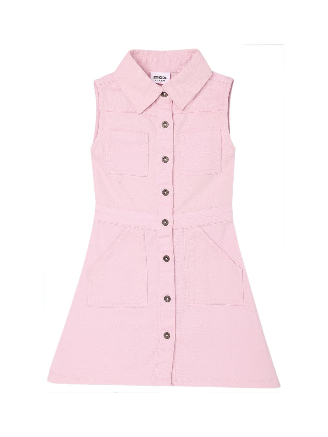 Max Girls Solid A-line Dress, Pink, 2-3 Y