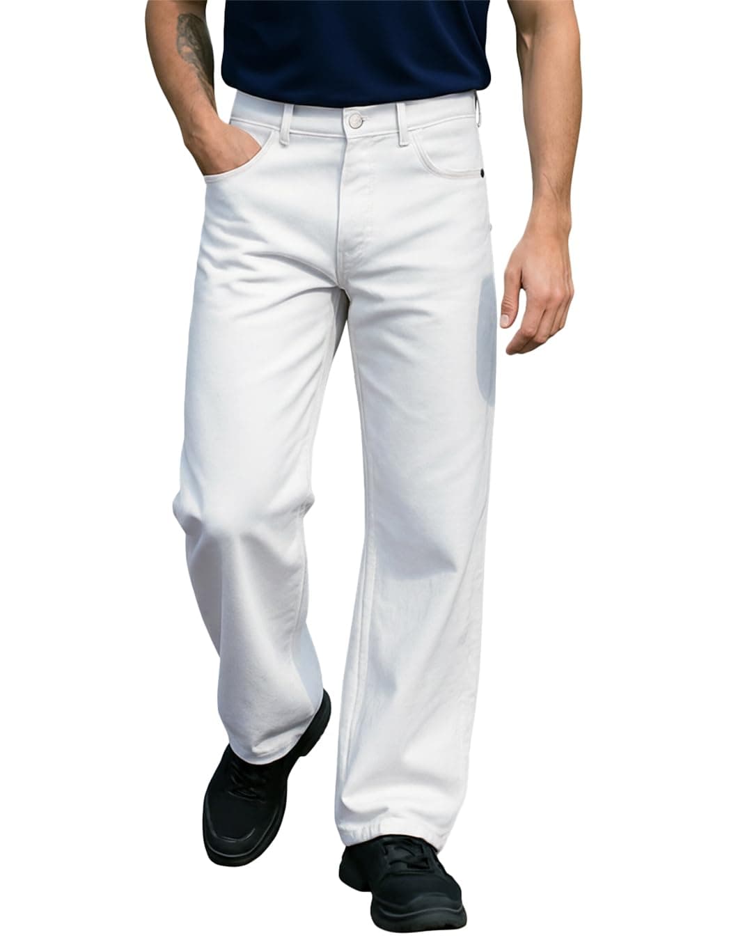 Bewakoof Men's Baggy Wide Leg Jeans_624261_White_28