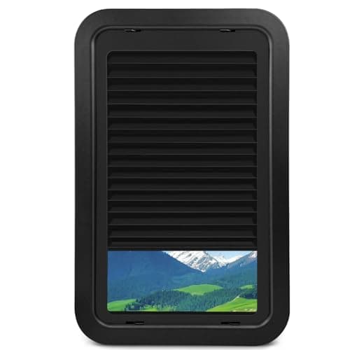 806621 RV Entry Door Window Kit with Low-Profile Shade, 12"x21" Black Replacement for Lippert & Compatible RV Doors, Complete Set with Frame & Hardware