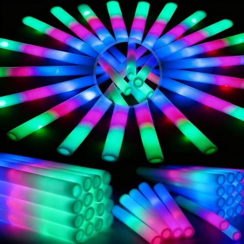 HONLYNE 44 PCS Foam Glow Sticks with 3 Modes Colorful Flashing Foam Light Up Sticks LED Light Sticks Glow Sticks Party Pack for New Year Wedding Raves Concert Christmas