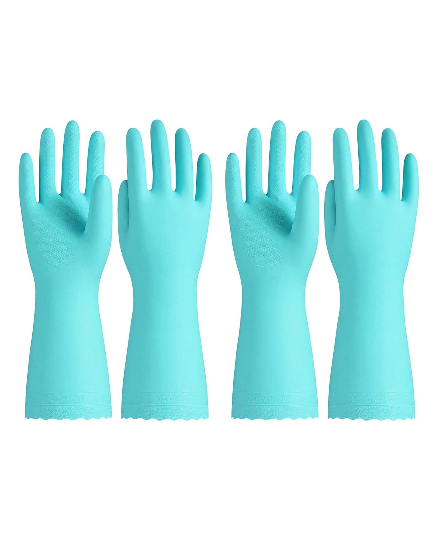PACIFIC PPE 2 Pairs Reusable Dishwashing Cleaning Gloves with Latex Free Cotton Lining Kitchen Gloves Green Large