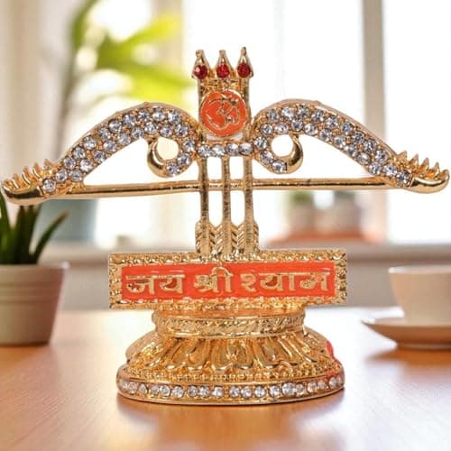 SAUDEEP INDIA Hindu Religious Khatu Shyam Teen Baan Idol Jai Shri Shyam Metal Statue for Car Dashboard,Home Decor,Office Showpiece Decorative Showpiece (Export Quality)