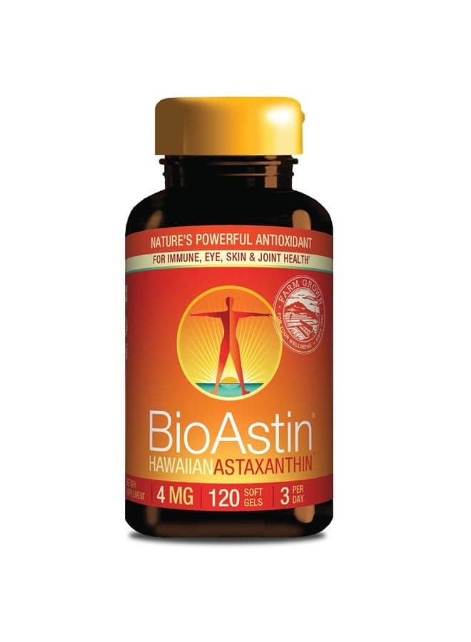 Hawaii BioAstin Hawaiian Astaxanthin - 4mg, 120 Softgels - Farm-Direct Premium Antioxidant Supplement to Support Eye, Skin, Joint & Immune System Health - Non-GMO & Gluten-Free