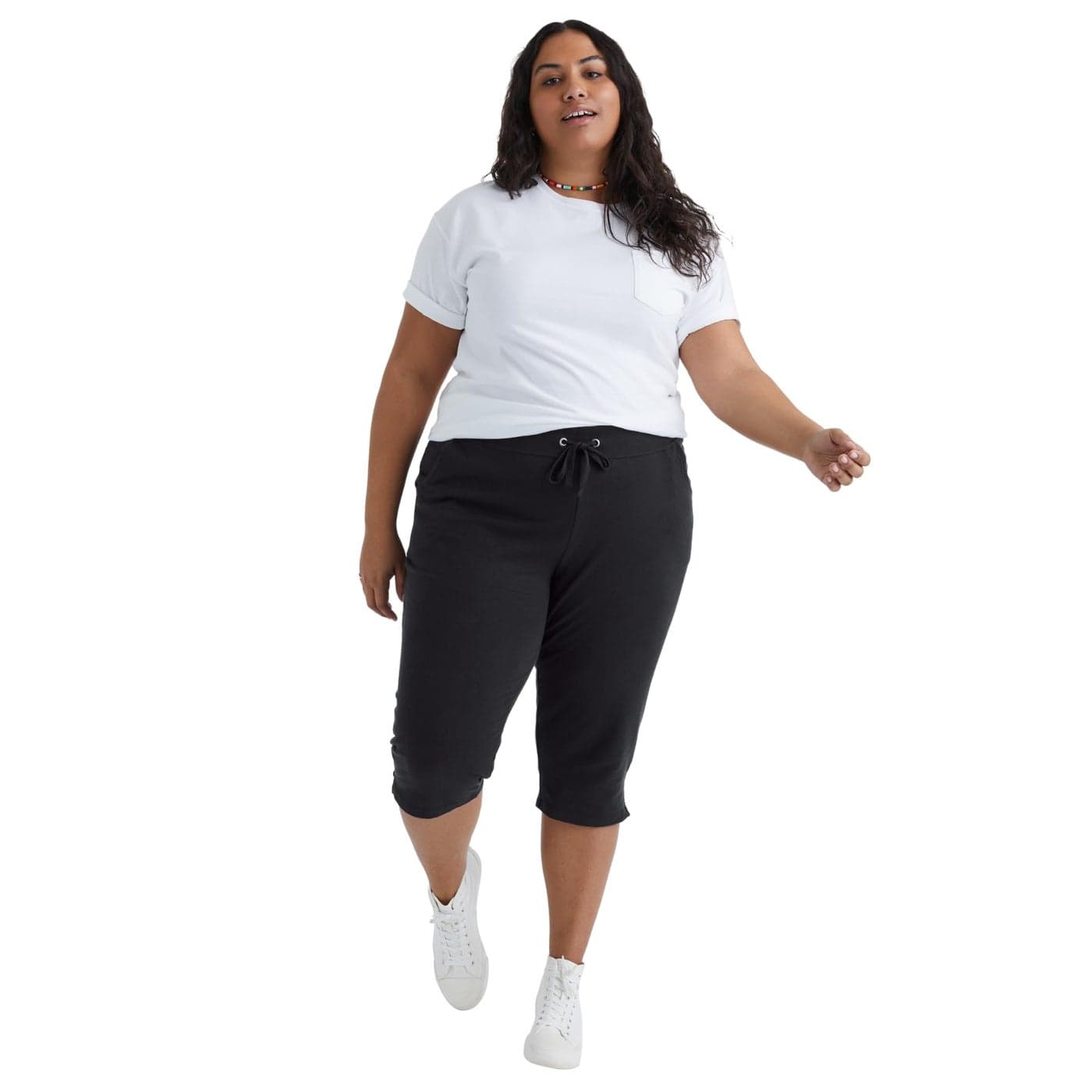 JUST MY SIZE Womens French Terry Capri Pants Black 3X US
