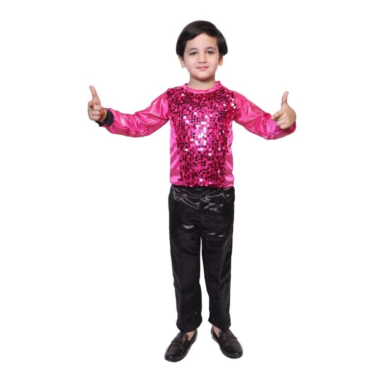 Kaku Fancy Dresses Magenta Lycra T-Shirt for Kids, Dance Costume for Boy & Girls - Magenta, 14-17 Years