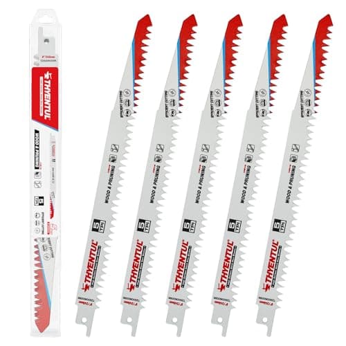 Wood Pruning Reciprocating Saw Blades,9 Inch Pruning Blades for Reciprocating Saw,Durable High Carbon Steel Reciprocal Saw Blades for Fast Tree Pruning & Wood Cutting (5 Pack/5TPI)