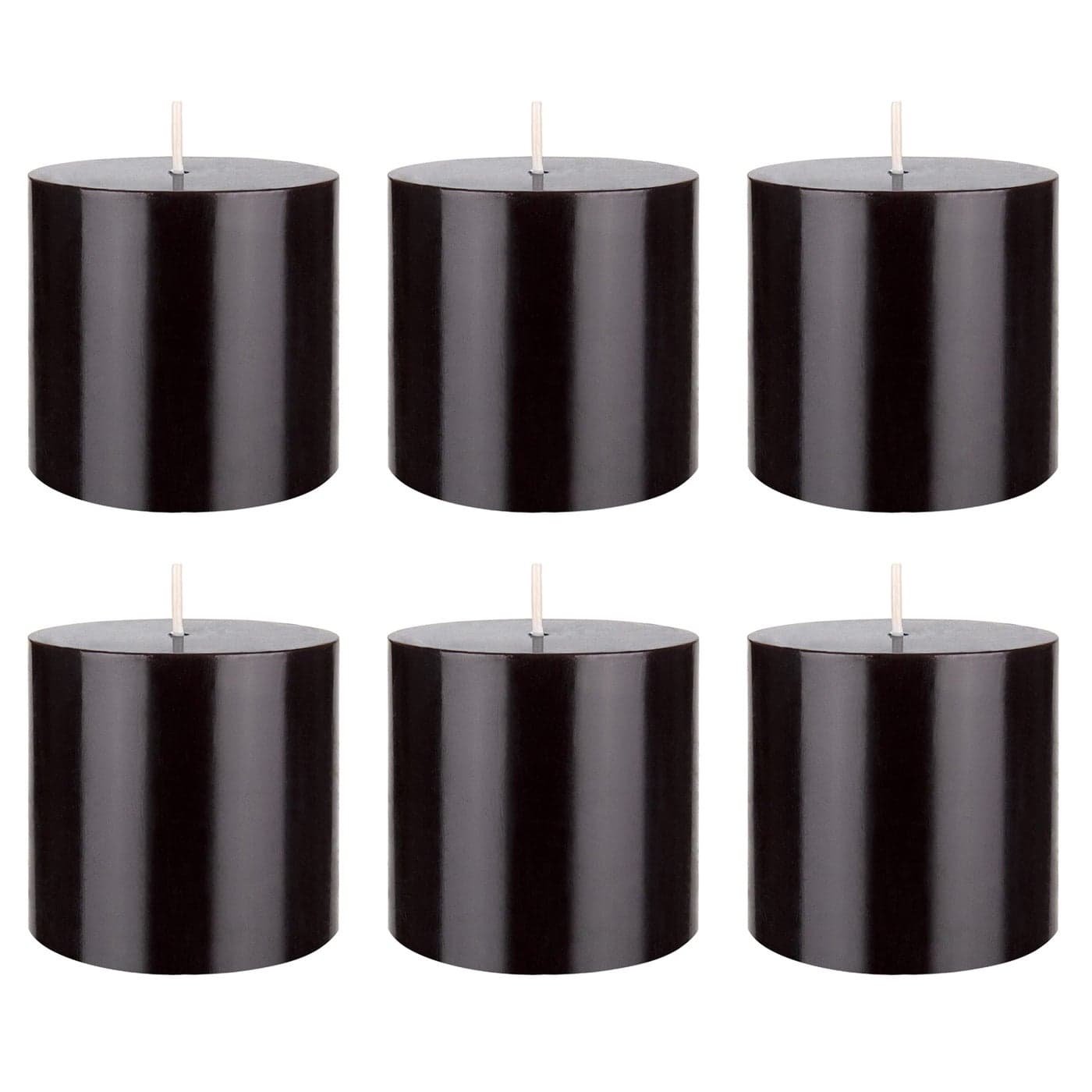 Mega Candles 6 pcs Unscented Solid Black Pillar Candles Hand Poured Premium Wax Candle 3 Inch x 3 Inch Home Dcor Spas Weddings Occasions Party Centerpieces Holidays Vigils Prayers