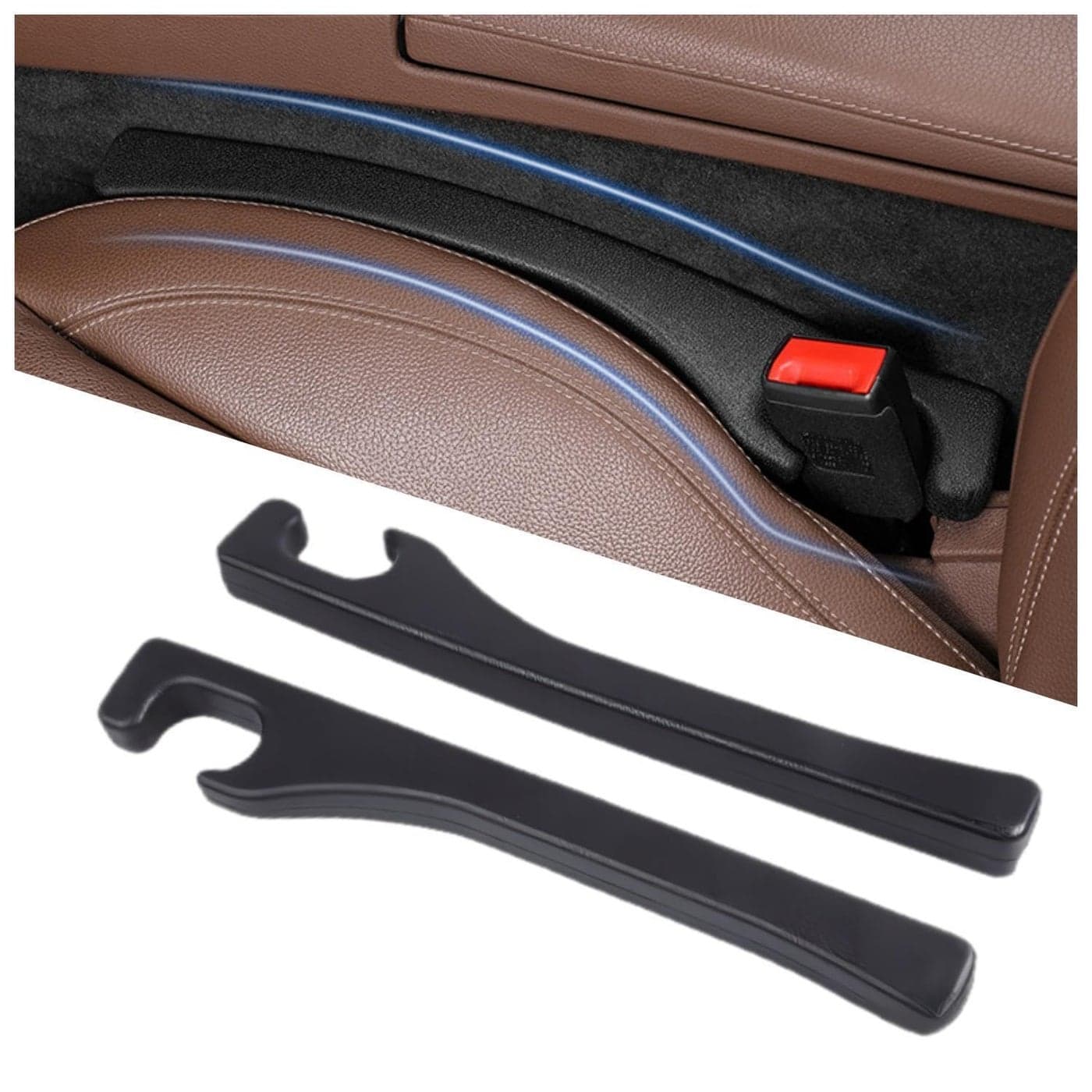 Hiseanllo Car Seat Gap Filler 2 Pack Universal Fit PU Leather Car Seat Gap Plug to Fill The Gap Between Seat and Console Car Seat Crevice Blocker Stop Things from Dropping