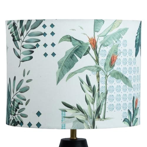 Dreamy Walls 10.5'' Drum Lamp Shade for Bedroom, Living Room | Handcrafted Printed Faux Silk Replacement Lampshade Only | Easy Assembly, 10.5x8.5 Inches, Green Tropical Shade