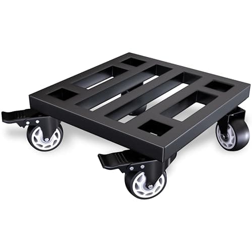 TRUSOON Metal Furniture Utility Dolly, 14" x 14" Heavy Duty Moving Dolly with Locking Wheels, 800lbs Capacity Compact Mobile Base for Home Office, Workshop, Garage, Black