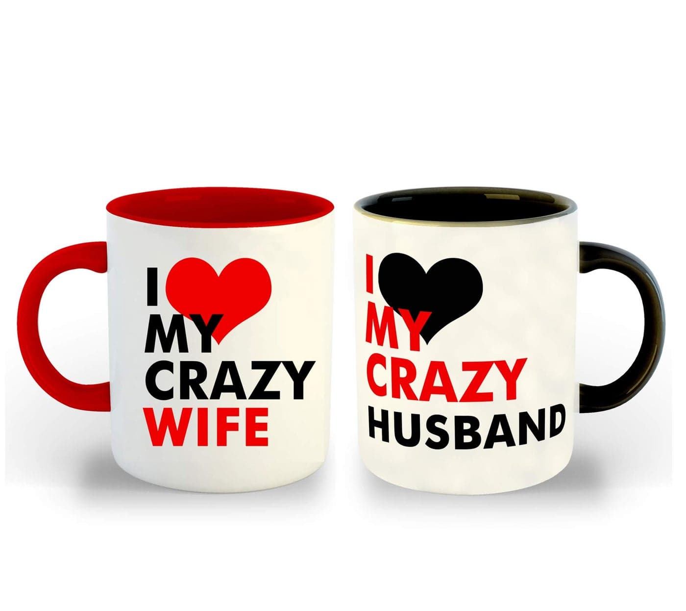 DecorVecor™|Love|Anniversary|Birthday|Couple|Valentine Red & Black Inner Colour Set of 2 Coffee Mug- Gift for Boyfriend, Gift for Girlfriend, Best Gift, Lover Gifts, Unique Gifts (Design 11)