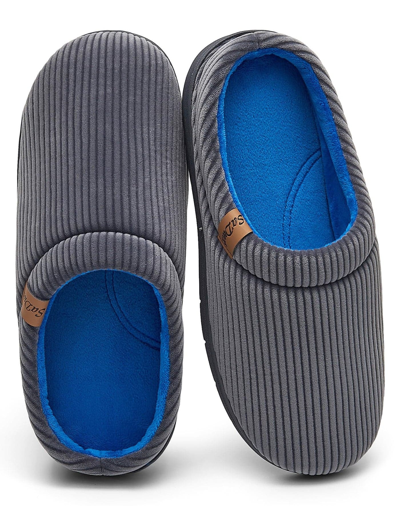 SaDuck Mens Slippers with Arch Support, Comfort Two-Tone Slippers for Men, Breathable House Slippers with Memory Foam, Slip-on Indoor/Outdoor House Shoes Grey 11-12