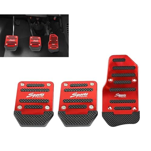 Dogary 3 PCS Car Pedals Pads Antislip Manual Transmission Accelerator Brake Pedals Holefree Alloy Clutch Treads Sets Universal for Most Cars Trucks SUVs Red